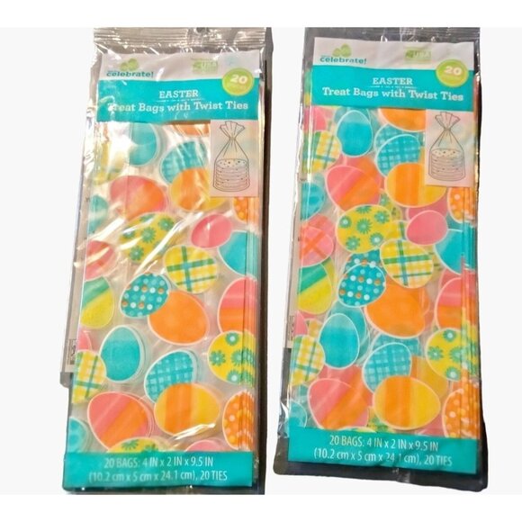 Way to Celebrate Easter Egg Treat Bags 20 Twist Ties Cookie Lot 2 - Picture 1 of 9